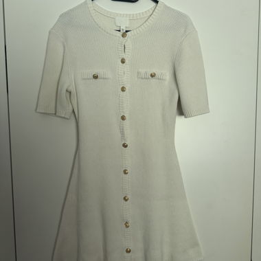 Abito in maglia H&M crema con bottoni dorati M
