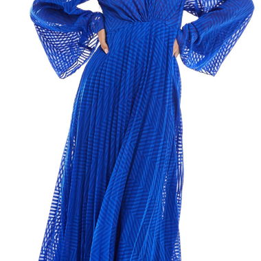 Abito lungo blu in mesh