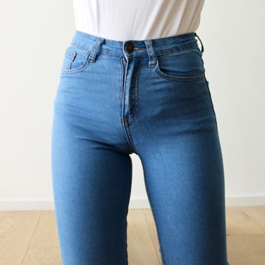 Jean skinny taille haute, bleu