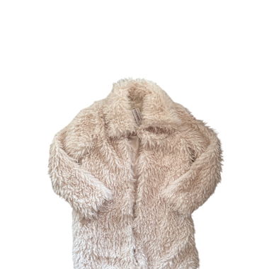 White fake fur coat