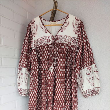 Midi-Kleid – Handblockdruck-Kleid (S/M & L/XL)