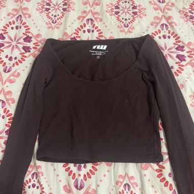 Braunes Langarm-Crop-Top TW Gr. S