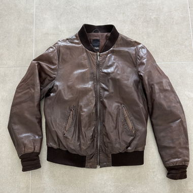 brown leather jacket