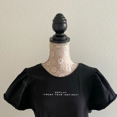 Replay Women's Shirt Black Size S Puff Sleeves