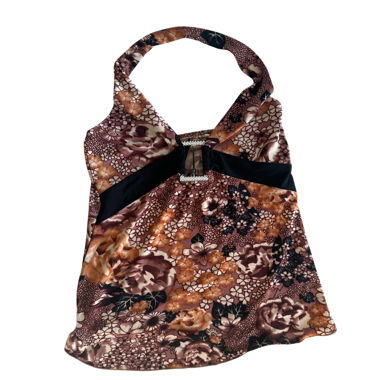 Top licou de fête floral vintage Y2K S