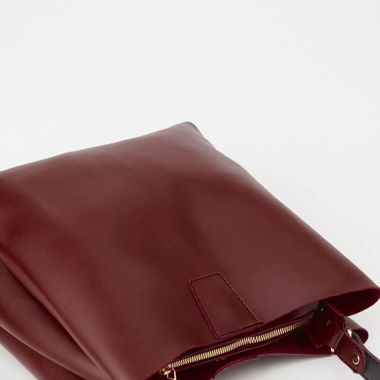 Neu Weiches Leder Burgund 3 Fach Handtasche