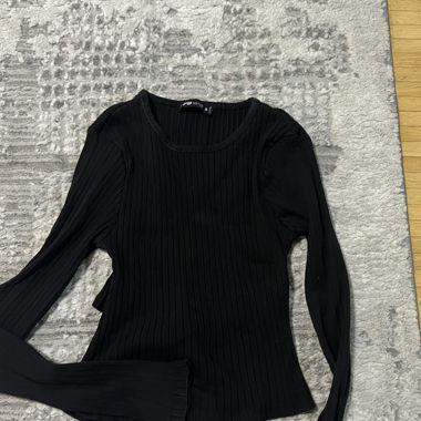FB Sister Ribbed Top Black S