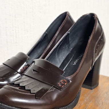 Scarpe col tacco blocco marroni 36
