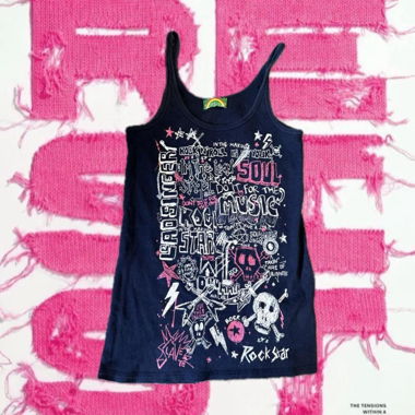 Navy Punk Topshop graphic Skull tank top