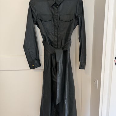 Long Leather-Look Coat