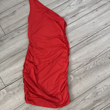 Red One-Shoulder Dress from FashionNova