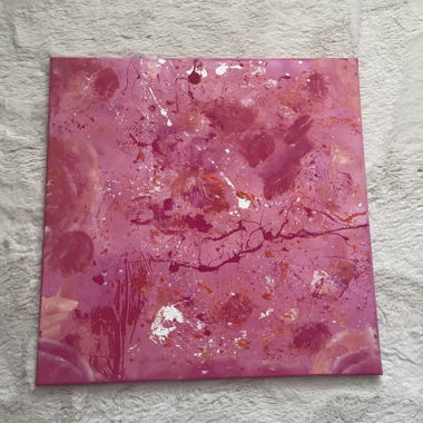 Tableau abstrait peint à la main rose