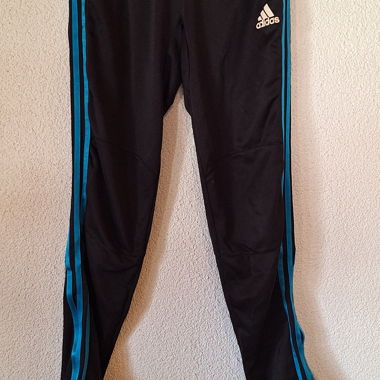 Adidas training trousers black with blue stripes
