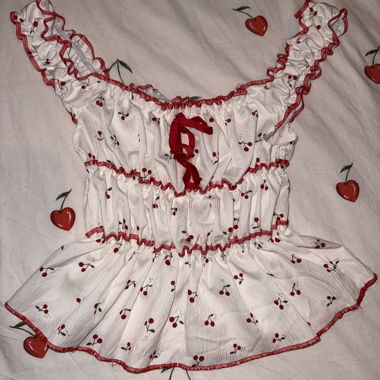 Coquette ruffel cherry top
