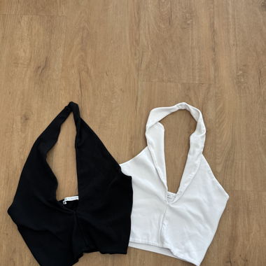 Zara Halter Tops 2 Stk (weiss & schwarz)