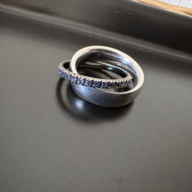 Bague superposée argentée et bleue (Esprit) 