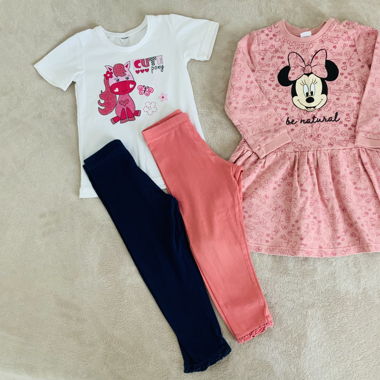 Mädchen Shirt & Leggings & Disney Sweatkleid Gr 92