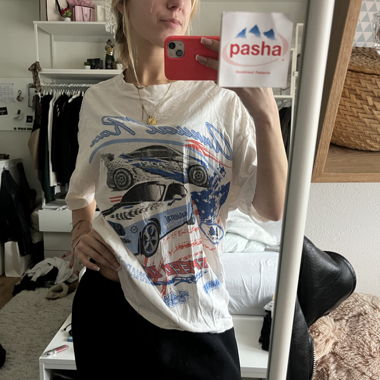 Weisses Oversize T-Shirt mit Auto-Print