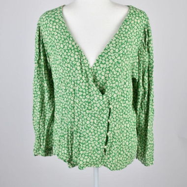 Green Blouse with Floral Pattern Mango