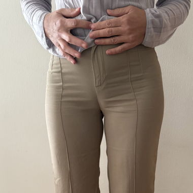 Pantalon élégant beige clair, taille XS