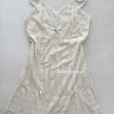 Camicetta da notte in pizzo bianco vintage Taglia L