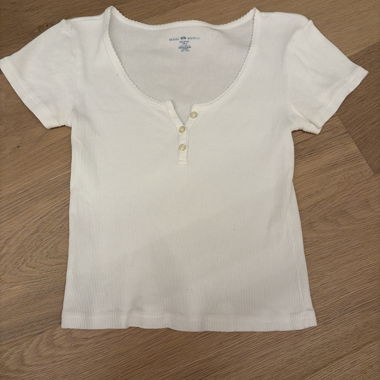 White ribbed henley top
