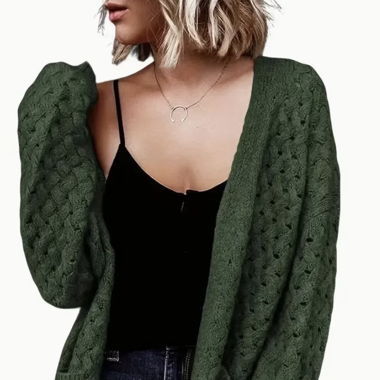 Longline Cardigan in Olive Green