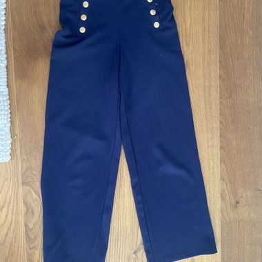 Pantaloni ampi vita alta navy