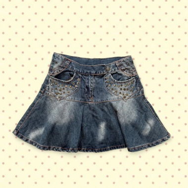 Gonna in denim vintage con borchie
