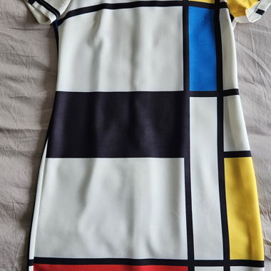 Grafik-Kleid im Mondrian-Stil Hippocampe