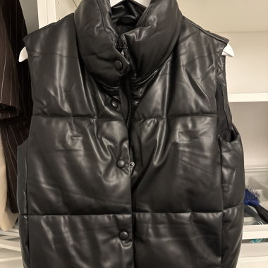 Black Faux Leather Quilted Vest
