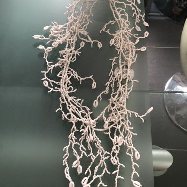 Double summer necklace made of coral and shells 