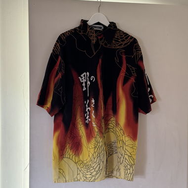 Chemise oversize à manches courtes imprimé flammes