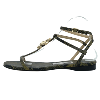 Jimmy Choo Snake Alodie Flache Sandale EU 39 Grün