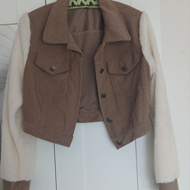 Cord Jacket with White Sleeves