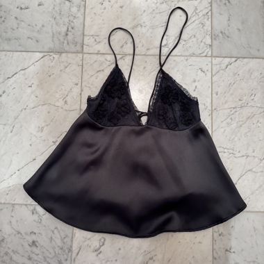 ZARA schwarzes Satin-Spitzen-Camisole-Top