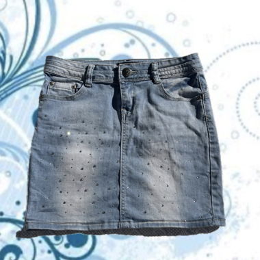 Y2K Denim Skirt with Rhinestones