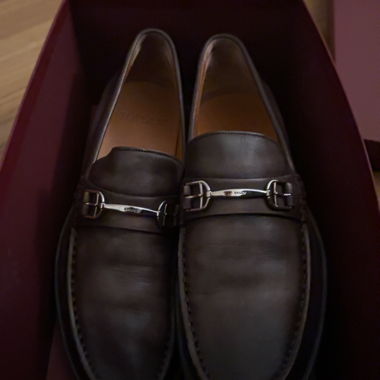 Brown Leather Bally Loafers