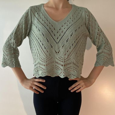 Bluegreen crochet blouse from PIGALLE
