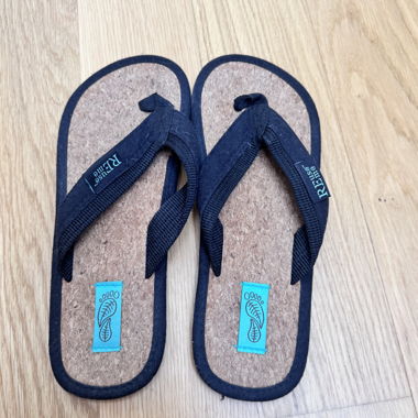 Black cork flip flops