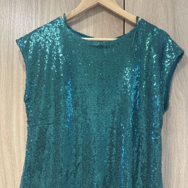 Sequin top green Threadbare