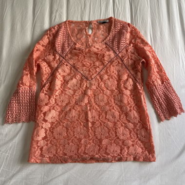 Top Mango in pizzo a maniche lunghe