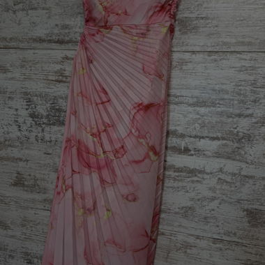 Rosa Floral-Plissee-Kleid