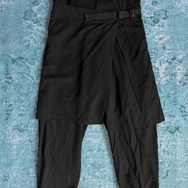 Pantaloni a strati avvolgenti Yohji Yamamoto neri