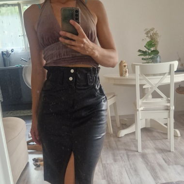 Jupe cuir taille haute
