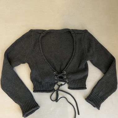 ZARA grauer cropped Strickpullover 