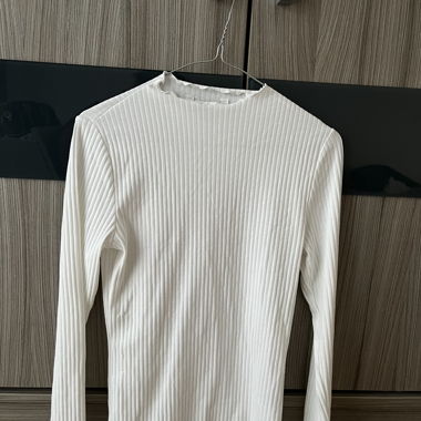 T-Shirt manches longues côtelé blanc
