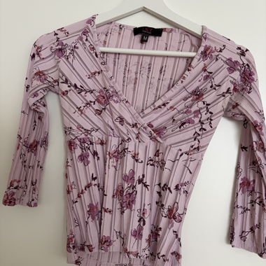 Pink Wrap Blouse with Floral Pattern