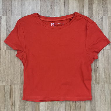 T-shirt rouge côtelé
