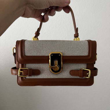 Petit sac à main camel et toile